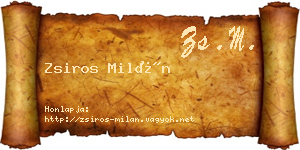 Zsiros Milán névjegykártya