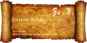 Zsiros Milán névjegykártya